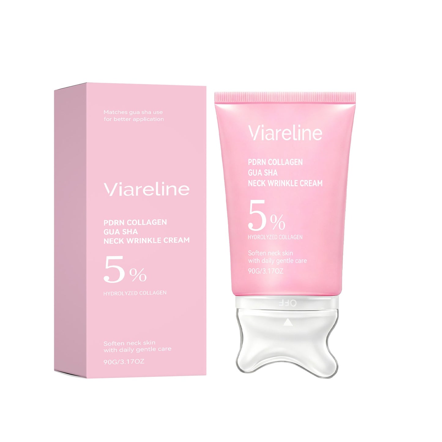 PDRN Collagen Neck Firming Cream with Built-In Gua Sha Massager — Volufiline 5%, 3.17 oz