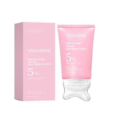 PDRN Collagen Neck Firming Cream with Built-In Gua Sha Massager — Volufiline 5%, 3.17 oz