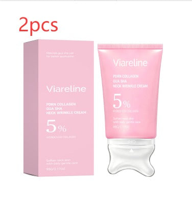 PDRN Collagen Neck Firming Cream with Built-In Gua Sha Massager — Volufiline 5%, 3.17 oz