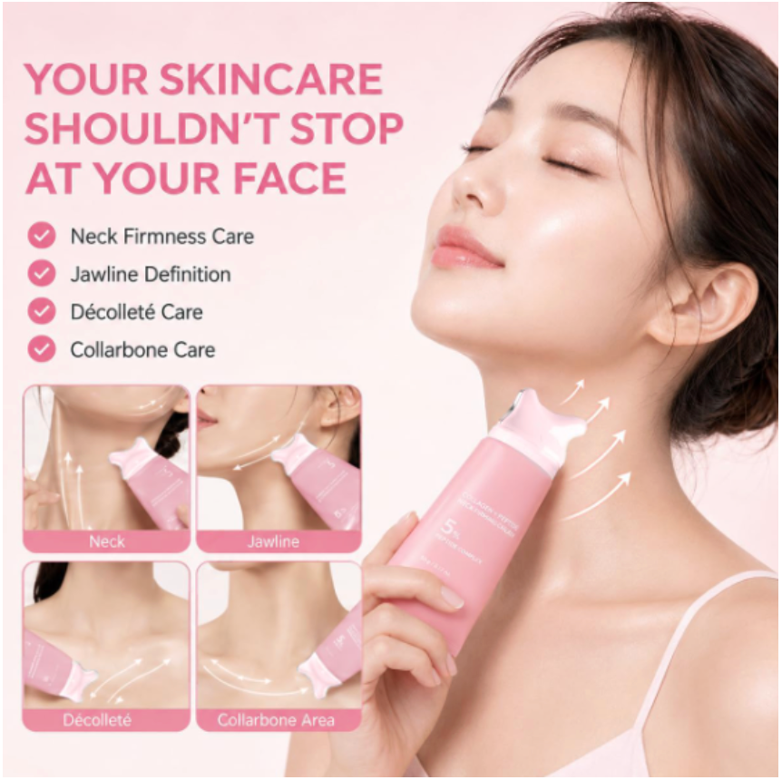 PDRN Collagen Neck Firming Cream with Built-In Gua Sha Massager — Volufiline 5%, 3.17 oz